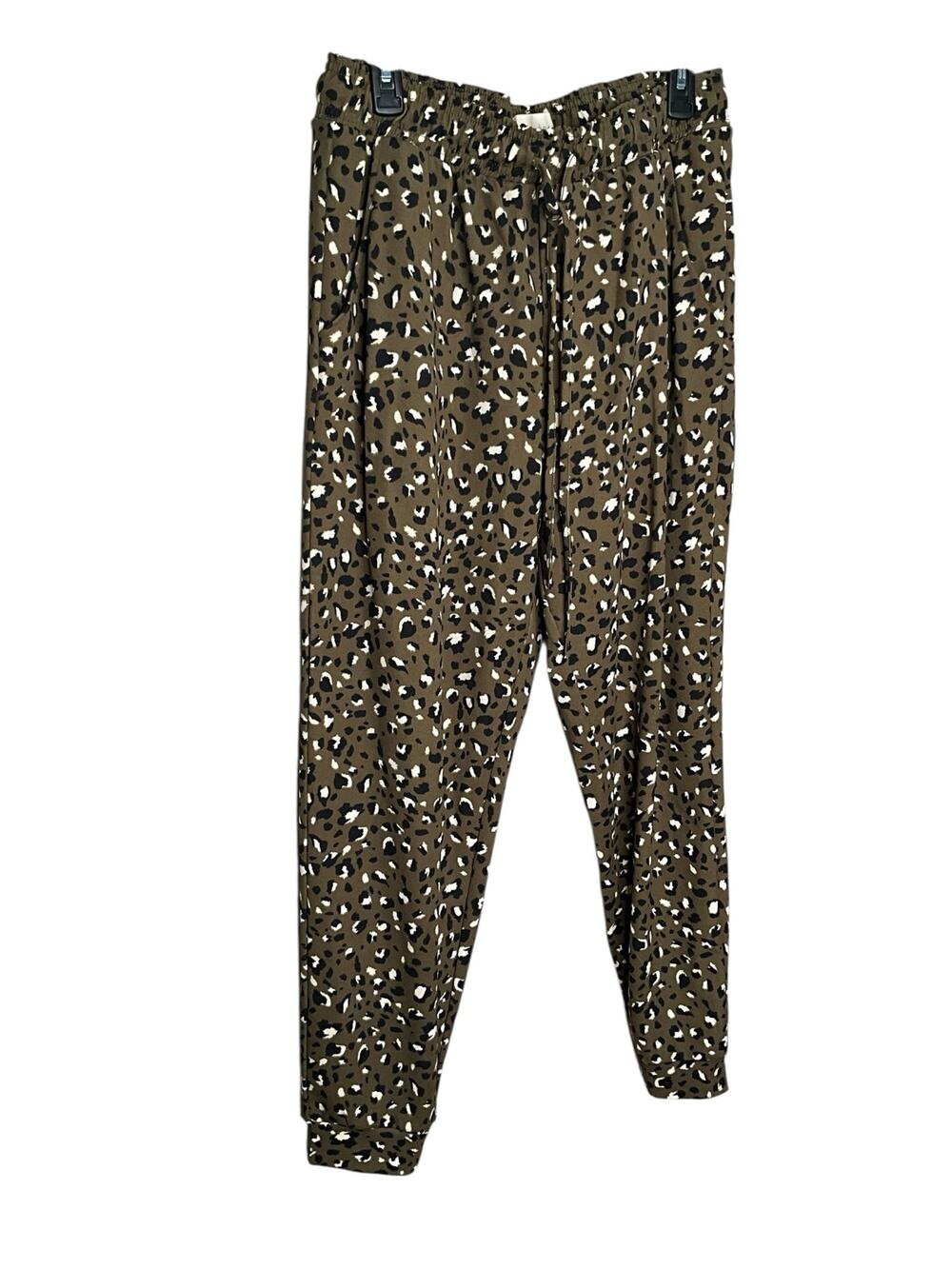 Melloday Joggers Pants Womens Large Multicolor Leopard Print Stretch Tapered Leg
